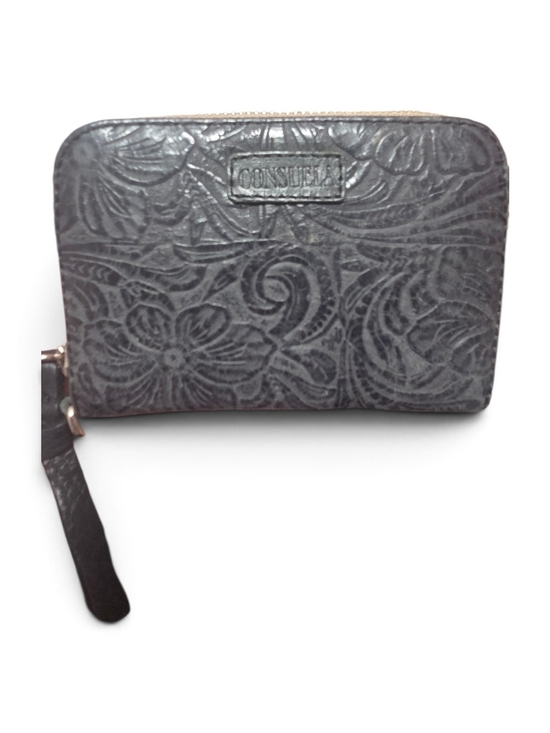 Consuela Handbags - Consuela Charcoal Floral Embossed Zip Wallet